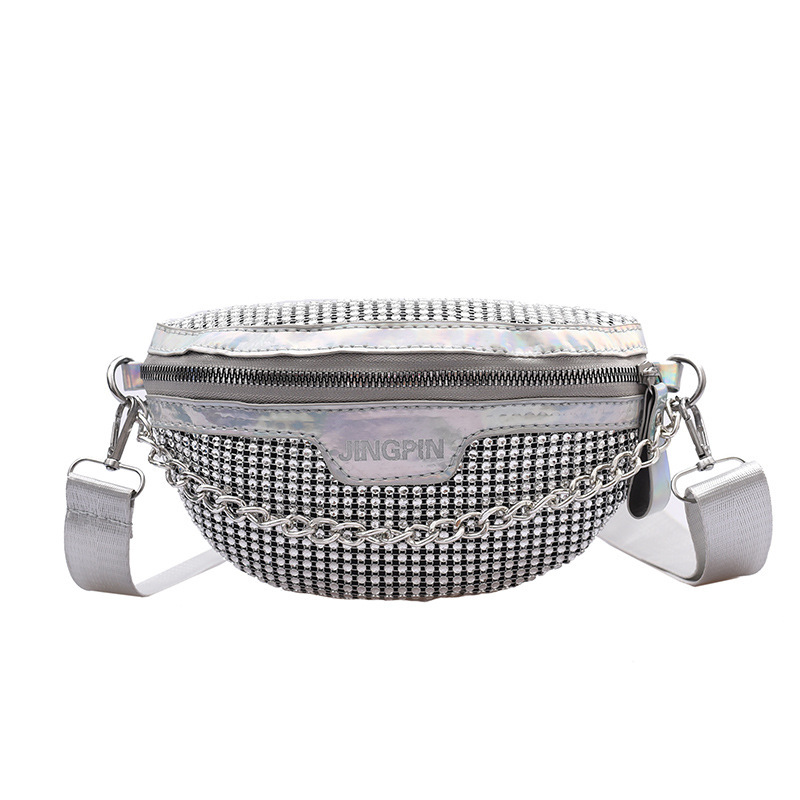 Bolso de pecho de mujer 2022 verano nuevo estilo coreano cadena personalizada colorido diamante completo hombro crossbody lentejuelas Comercio exterior pequeño bolso de cintura