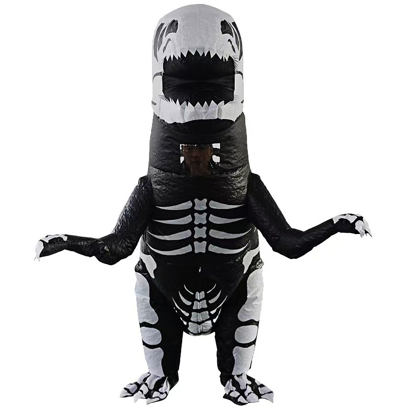 Disfraz de costillas inflables de Amazon Halloween divertida como un traje de muñeca de tiranosaurio roles extraños atmósfera en blanco y negro