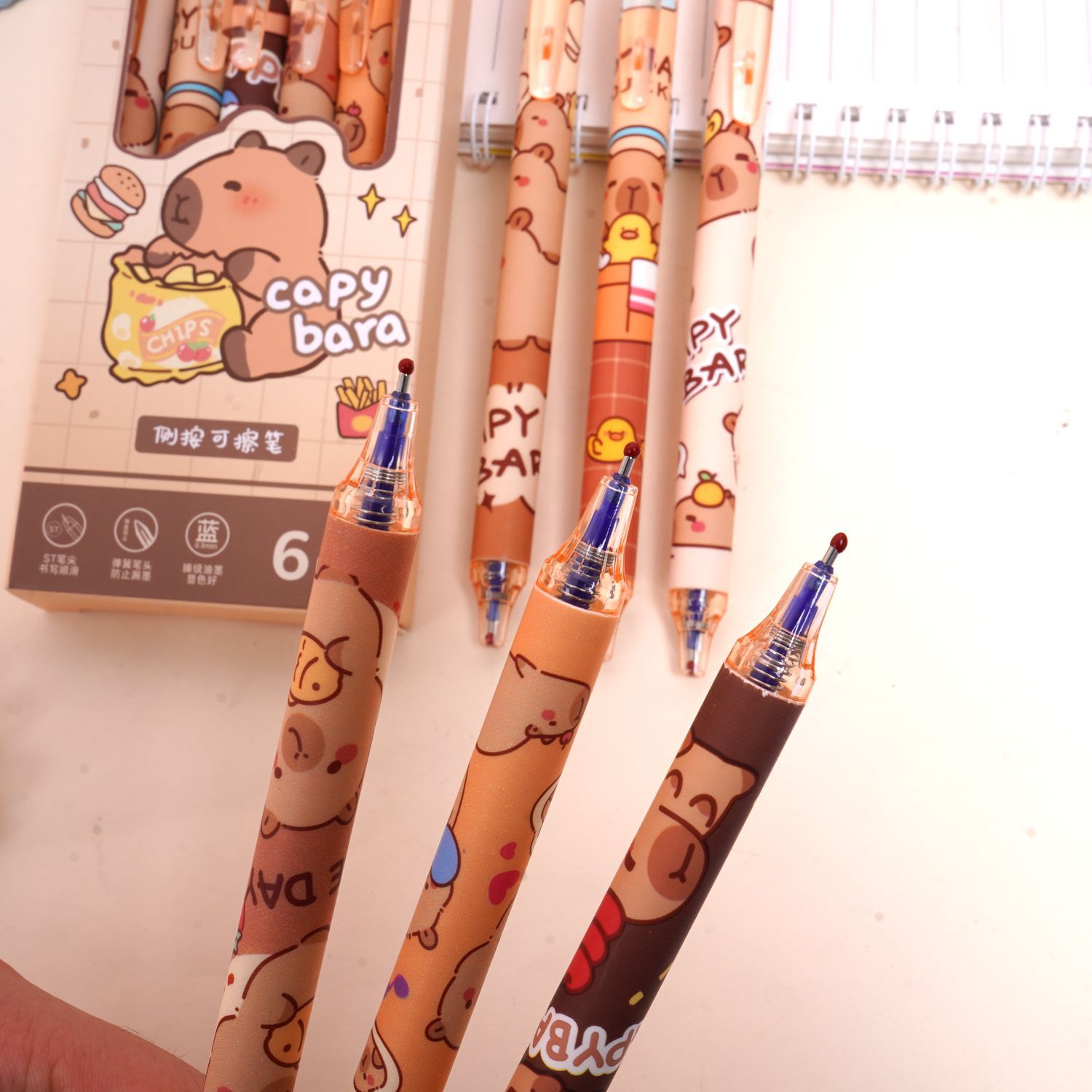 Capibara borrable lápiz neutro rojo azul borrable bolígrafo especial para estudiantes dibujos animados lindos rojo en línea.
