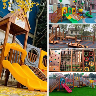 Kindergarten Balance Swing Bridge Children's Outdoor Single-plank Bridge Net Large Outdoor Toy Swing Combination Wooden Climbing Frame