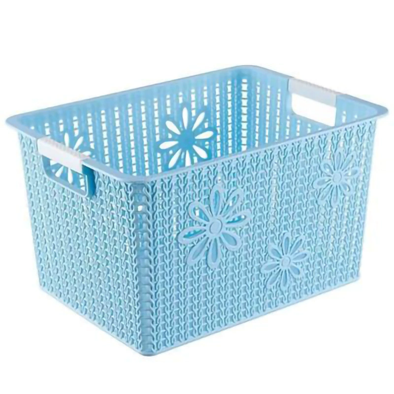 Plastic storage basket, table storage system, toy