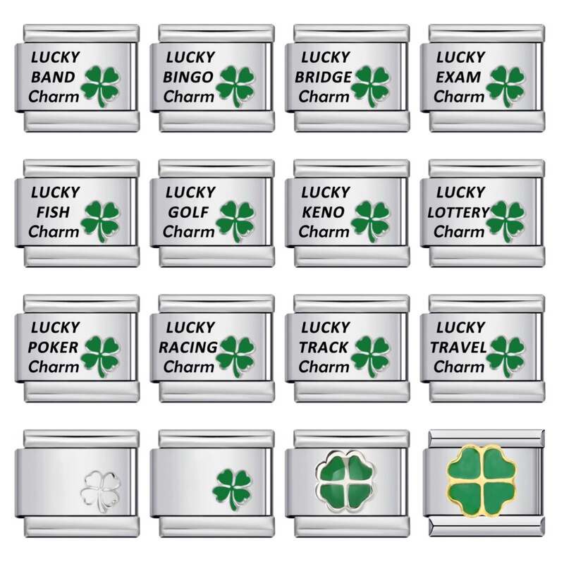 Lucky Four-Leaf Clover Laser Engraved Italian Module Bracelet Stainless Steel DIY Fashion Bracelet Strap Chain Lucky Four-Leaf Clover Laser Engraved Italian Module Bracelet Stainless Steel DIY Fashion Bracelet Strap Chain