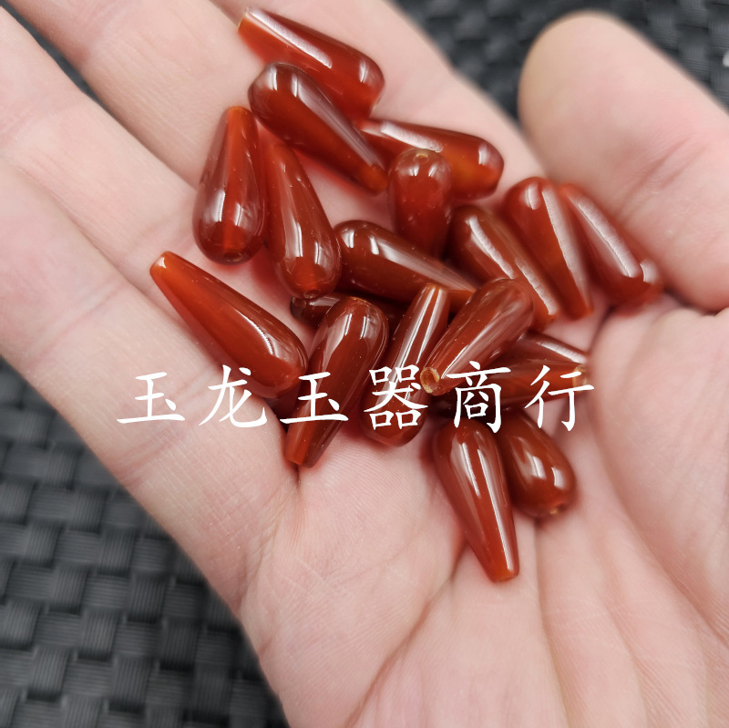 氷種紅瑪瑙水滴玉散珠紅玉髄通孔水滴ブレスレットネックレスイヤリングアクセサリービーズ|undefined