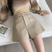现货皮短裤女2025冬新款皮裤阔腿裤高腰休闲裤宽松裤子外穿靴裤女