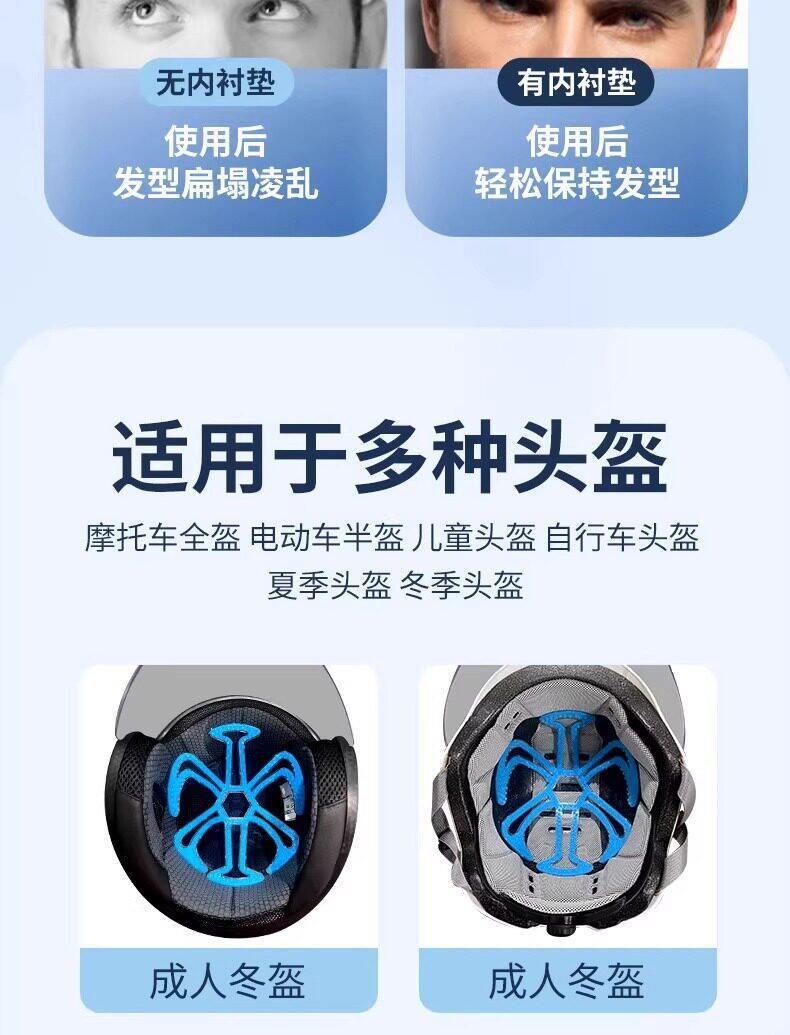 Padded Lining for Electric Motorcycle Riding, Does Not Press on Hair, Good Ventilation, Breathable, Anti-Odor, Universal Breathable Pad Helmet