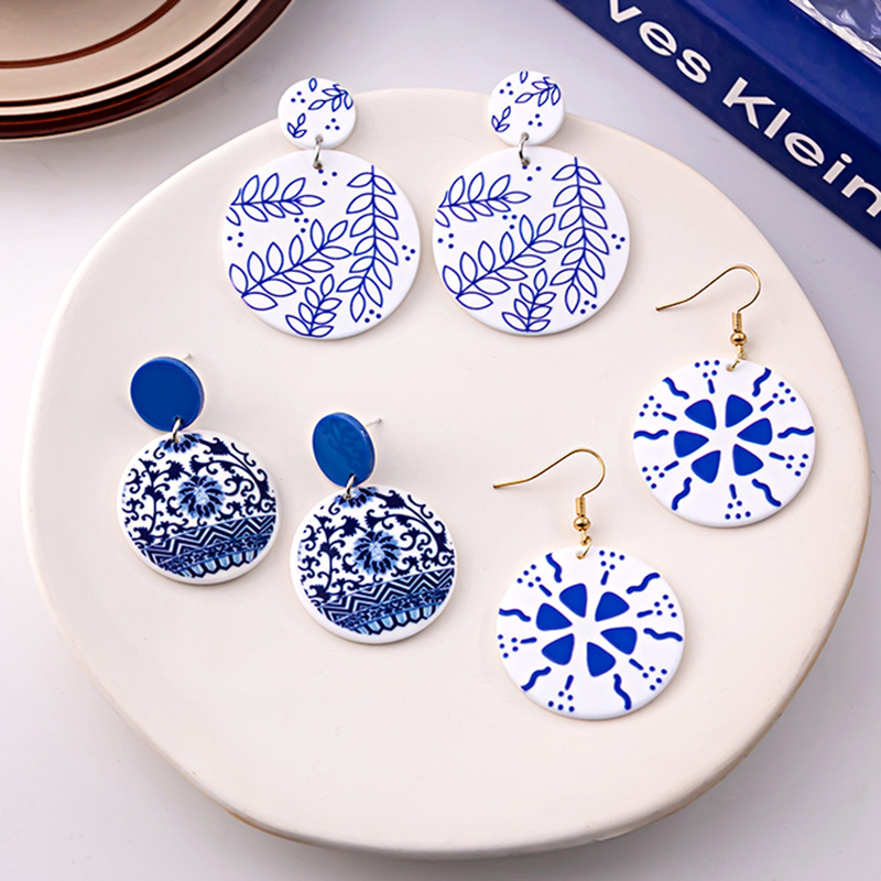 Wholesale Jewelry Chinoiserie Casual U Shape Printing Arylic Drop Earrings display picture 3