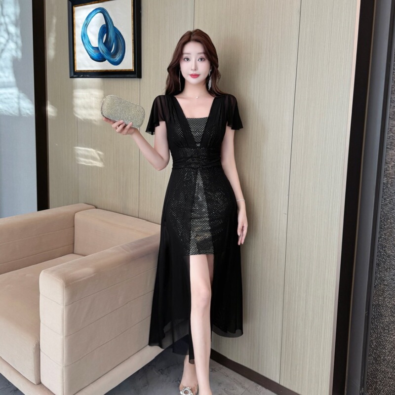Nightclub Sexy Dress, Age-Reducing Tulle Evening Dress, High-End Elegant Lady Spa Soft Technician Work Clothes