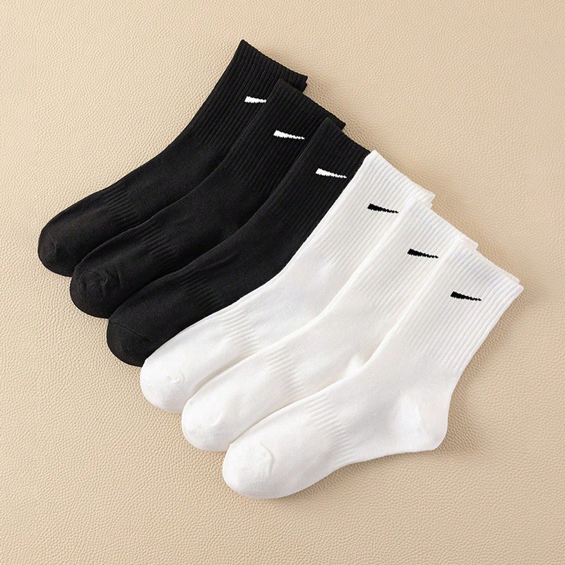 Socks for Men, Mid-Calf Socks, Black and White Solid Color Diagonal Stripes, Women's Non-Slip Sports Casual Socks, Versatile Student Socks Socks for Men, Mid-Calf Socks, Black and White Solid Color Diagonal Stripes, Women's Non-Slip Sports Casual Socks, Versatile Student Socks