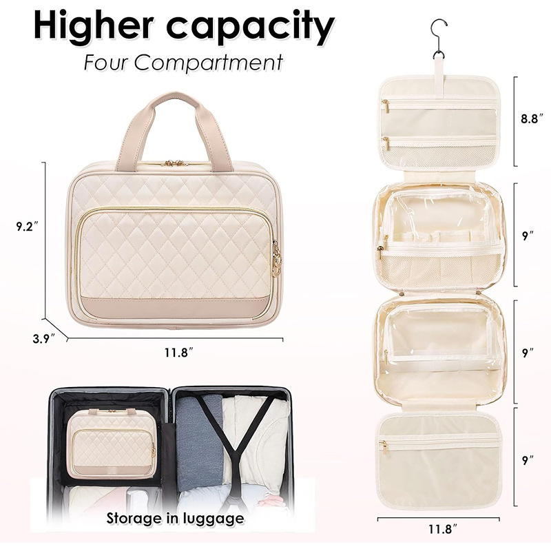 Amazon nueva bolsa de maquillaje de viaje de moda para mujeres bolsa de baño colgante bolsa de almacenamiento de maquillaje portátil