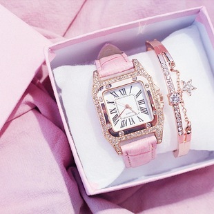 Square Diamond Belt Gift Women's Watch TikTok Fast Hand Internet Celebrity Same Style Women's Casual Roman Diamond Quartz Watch