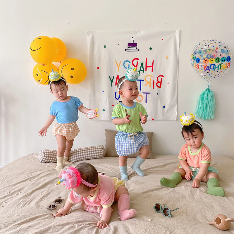 Traje de verano para niños estilo ins, conjunto de cuadros con contraste de colores, ropa de bebé unisex
