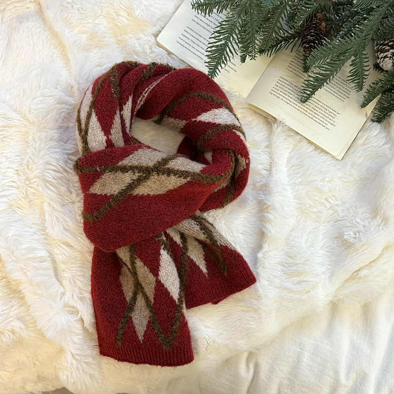Bufandas de Navidad 2025 otoño y invierno versátiles engrosadas y cálidas bufandas retrógradas de cuadrilátero bufandas transfronterizas al por mayor