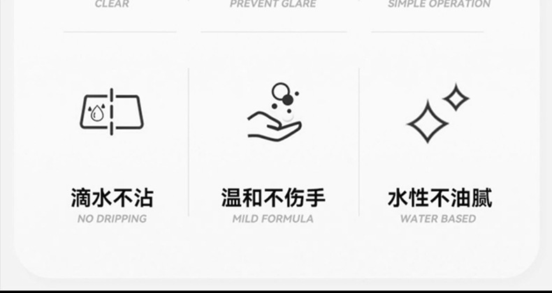 Anti-fog agent for car windshields, long-lasting defogger for car windows and rearview mirrors, rainproof spray, gentle formula