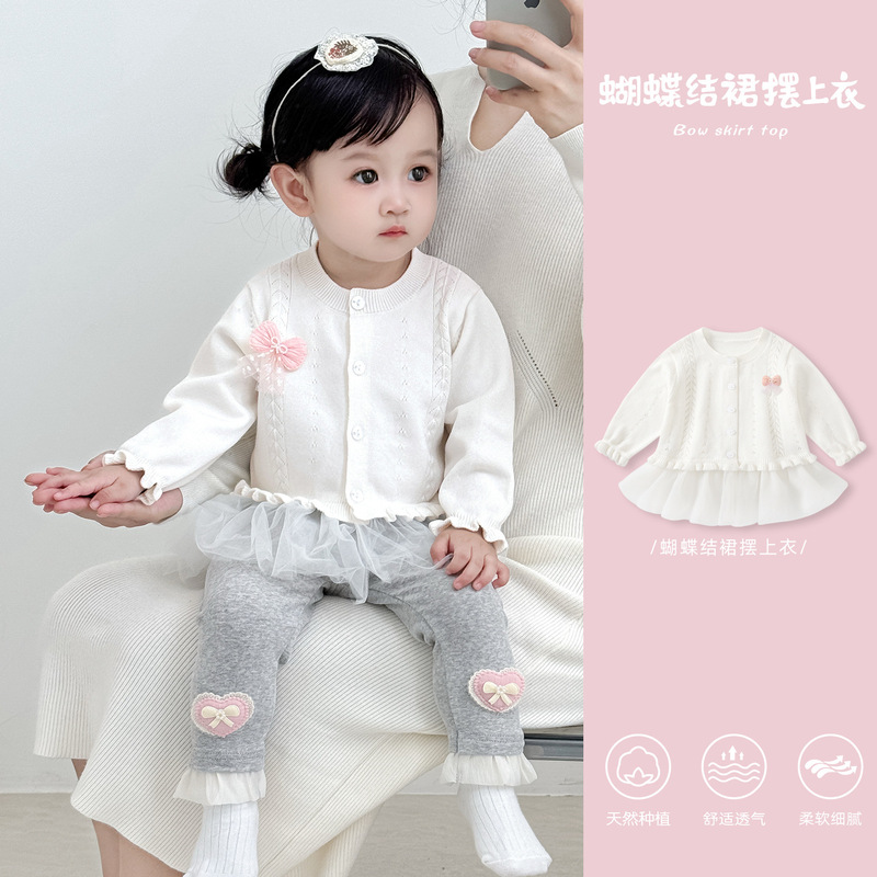 女童毛衣套装秋装女宝宝洋气针织上衣裤子两件套儿童外套春秋衣服|undefined