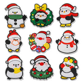 大尺寸圣诞节元素电脑刺绣熨烫布贴DIY鞋帽包补丁贴Patch服装辅料