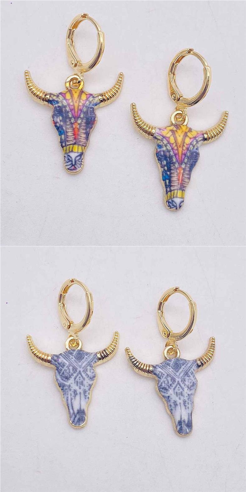 1 Pair Casual Retro Simple Style Cattle Metal Drop Earrings display picture 6
