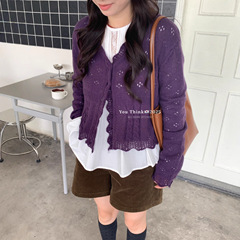 【You Think】十三行风时尚通勤气质V领镂空设计感百搭针织毛衣女