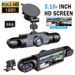 4カメラ監視ドライブレコーダー HD1080P 車前車左右車後ろ反転映像付き