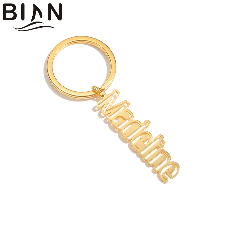 Cross-Border E-Commerce New Product Stainless Steel 18K English Name Keychain DIY Letter Simple Versatile Key Pendant Cross-Border E-Commerce New Product Stainless Steel 18K English Name Keychain DIY Letter Simple Versatile Key Pendant