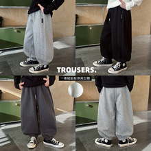 【加工定制】2025男童冬季字母贴标宝宝休闲裤腰绳一体绒宝宝卫裤