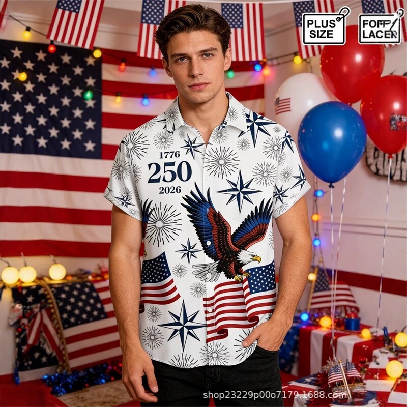 Men's Hawaiian Shirt Usa 250Th Anniversary 1776–2026 Summer Fashion Retro Patriotic Shirt Supply Source Men's Hawaiian Shirt Usa 250Th Anniversary 1776–2026 Summer Fashion Retro Patriotic Shirt Supply Source