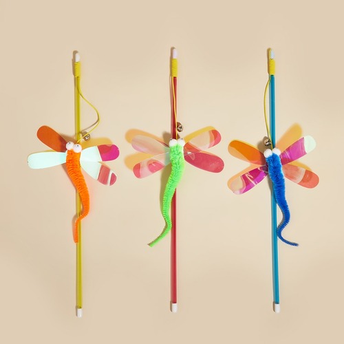 Holographic Cat Wands with Sparkling Big Eyes Dragonfly Cat Toys for Interaction and Self-Entertainment, Amazon New Product