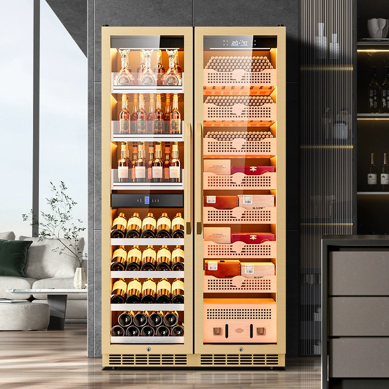 Шкаф для сигар Jialong, увлажняющий шкаф с точной постоянной температурой и влажностью, вкладыш из кедрового дерева, двухдверный компрессорный шкаф с ионной очисткой воды и аммиака