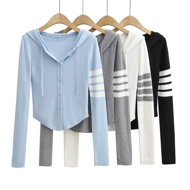 Pure Desire Style Drawstring Hooded Sweater Top Women's 2022 Autumn New Slim-fit Arc Slim-fit Short Sweater Pure Desire Style Drawstring Hooded Sweater Top Women's 2022 Autumn New Slim-fit Arc Slim-fit Short Sweater