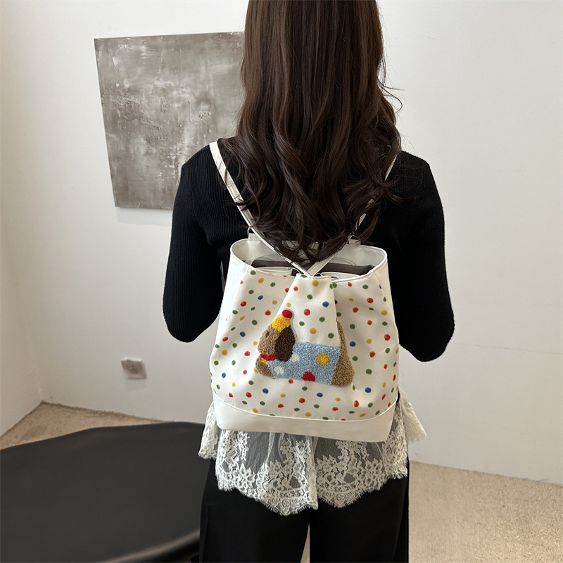 Mochila retro coreana para mujeres 2024 nueva mochila multifuncional de hombro retro de dibujos animados de gran capacidad