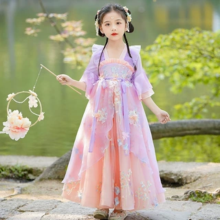汉服女童连衣裙2025新款古装春秋款儿童古风夏装女孩公主裙子夏季