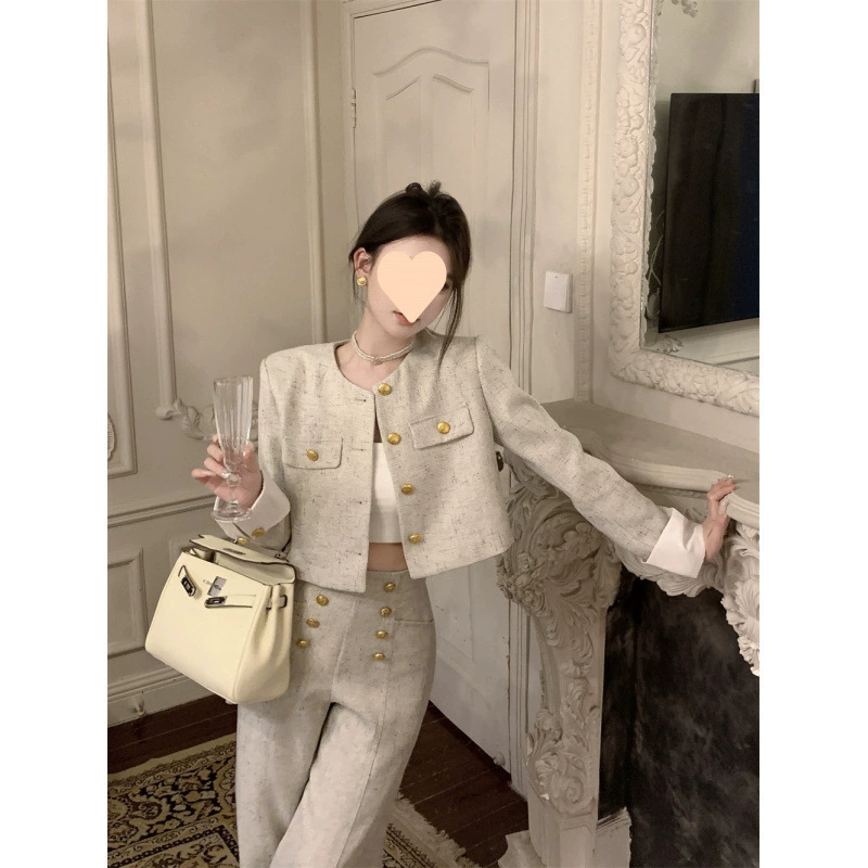 Небольшой осенний комплект, пиджак, для подростков, французский стиль, стиль Chanel, стиль легкой роскоши