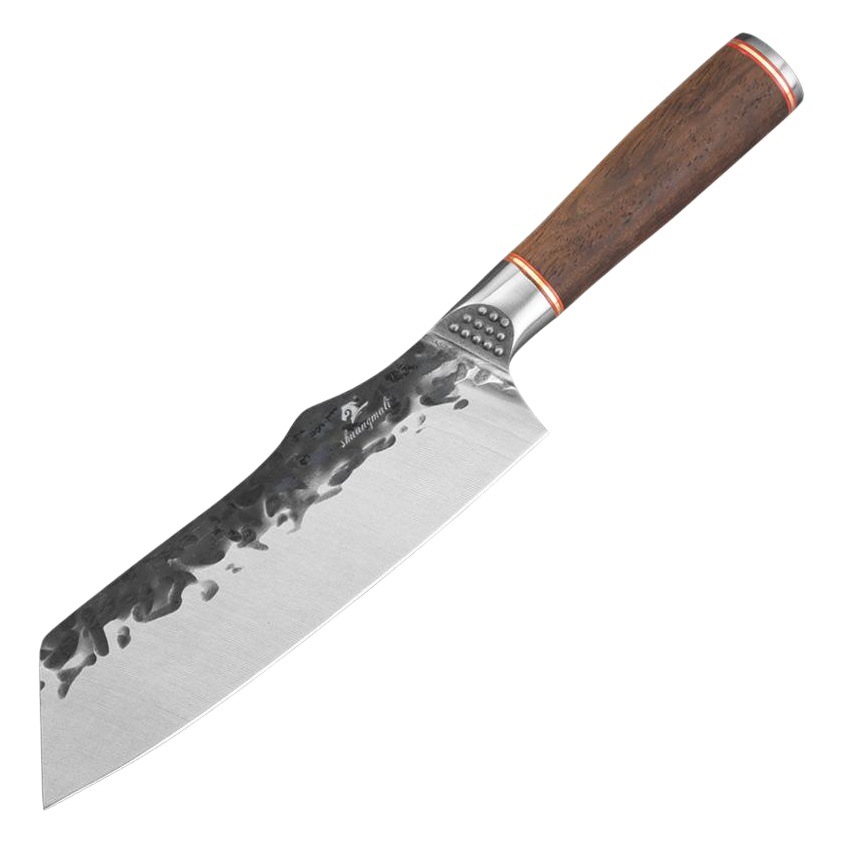 Cuchillo de chef, cuchillo de acero inoxidable 5CR15MOV forjado a mano con mango de ébano, alta dureza, envío transfronterizo.