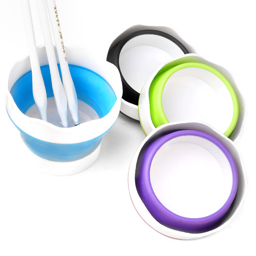 Cross-border retractable brush washing bucket Folding portable watercolor gouache paint brush washing painting art bucket wholesale