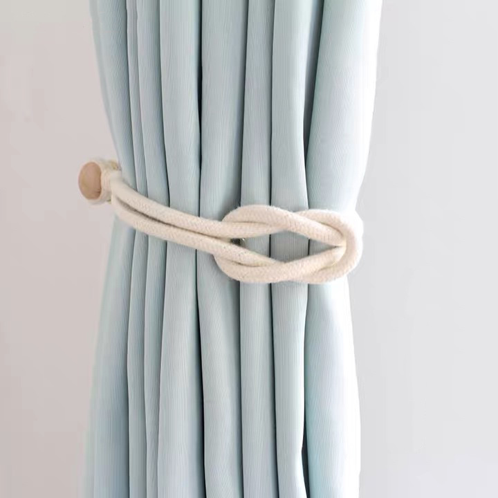 Cross-Border Popular Simple Curtain Straps Cotton and Linen Magnetic Buckle Fixed Rope Magnetic Suction Weaving Punch-Free Creative Window Decoration Buckle