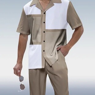 (Cross-border trading), trend universal trousers, shirt, set, European style, with short sleeve, 3D