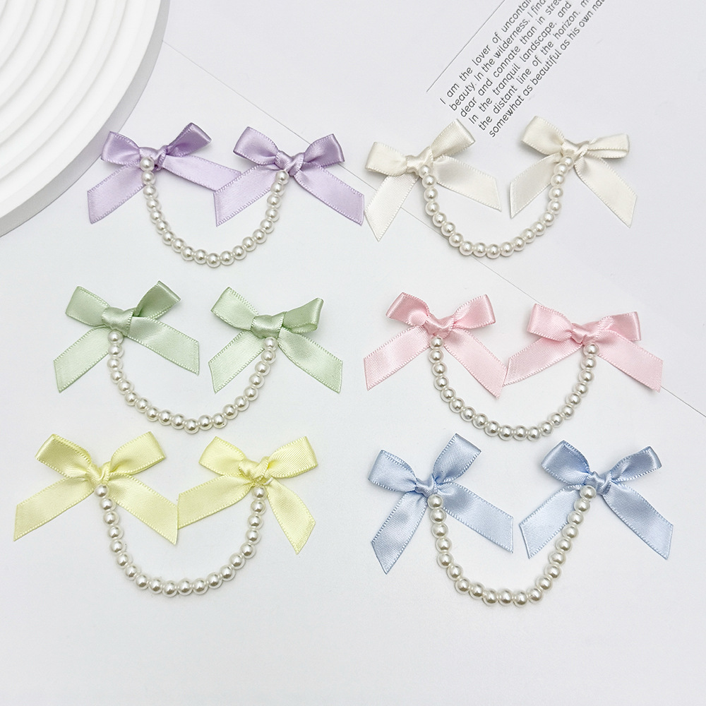 New Girly Pearl Bow Ribbon Sweet and Simple Handmade Phone Case Accessories Hat Bag Accessories