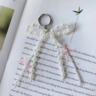 Korean Style Pearl Bow Love Pendant Temperament All-match Bag Pendant Car Key Chain Girl Heart Pendant