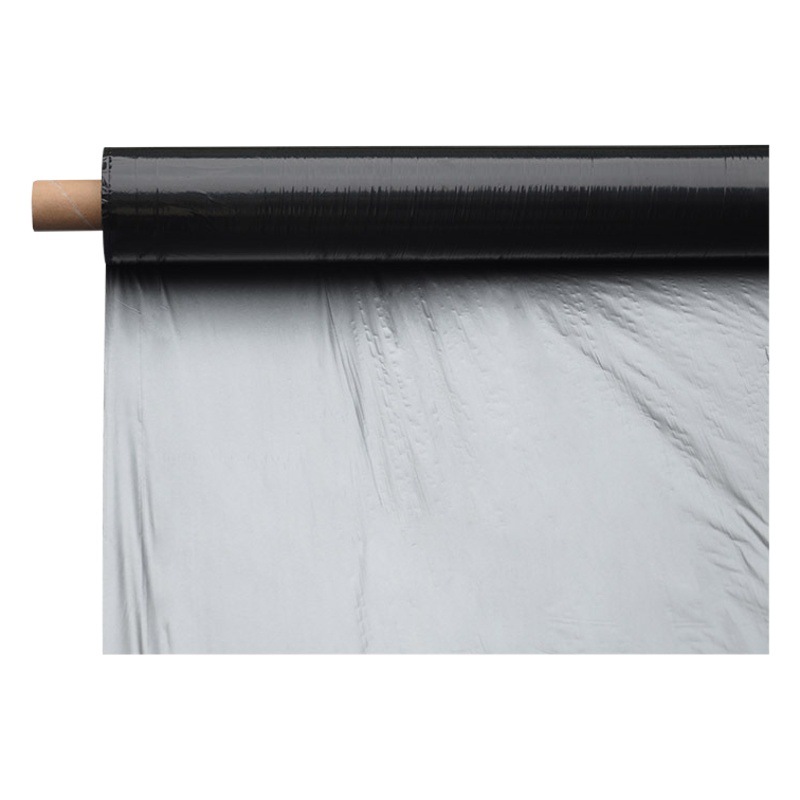 Plástico agrícola negro, película de cobertura del suelo PE plateada-negra, prevención de malezas, adecuado para el cultivo de hortalizas, se puede perforar, fabricante de película agrícola de plástico con aislamiento térmico.