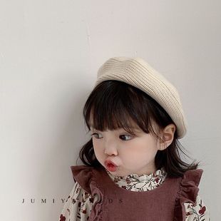 ins South Korea baby wool hat children's spring and autumn painter hat autumn female Korean style western style solid color knitted beret