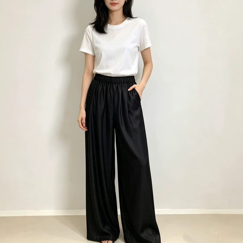 Directly from the manufacturer, new silk wool wide-leg pants for fall 2026, lined, excellent fit, elastic waist, casual pants Directly from the manufacturer, new silk wool wide-leg pants for fall 2026, lined, excellent fit, elastic waist, casual pants