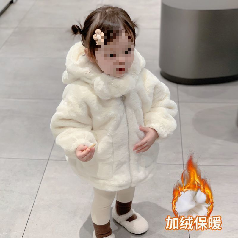 男女宝宝冬季衣服儿童加厚保暖1到3岁中大童加绒毛毛外套仿獭兔毛