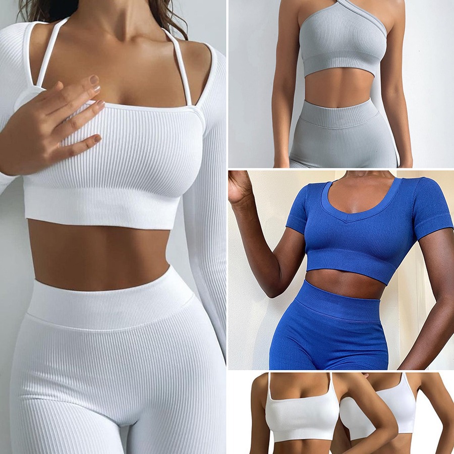 Europeos y estadounidenses de hilo sin pierna trajes deportivos de manga larga chaleco de yoga en una sola pieza pantalones de acondicionamiento de la mujer