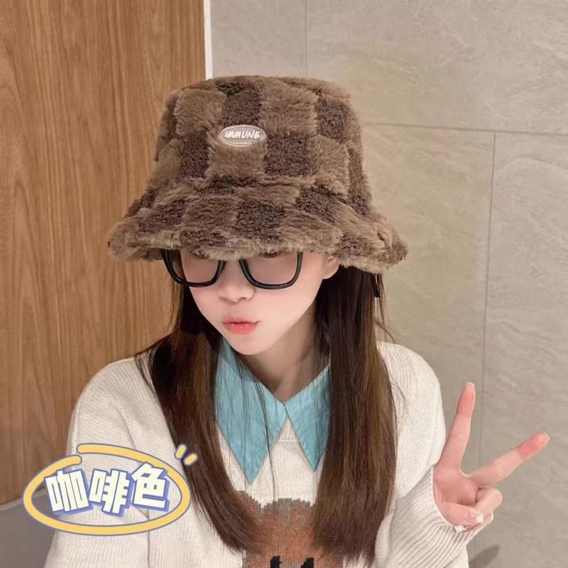 新款大头围水桶帽日系显脸小帽子黑色针织毛绒渔夫帽女跨境秋冬季|undefined