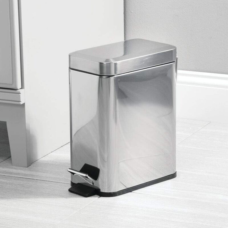 Cross-border Amazon stainless steel 5L square living room pedal trash can toilet kitchen office mute opening type