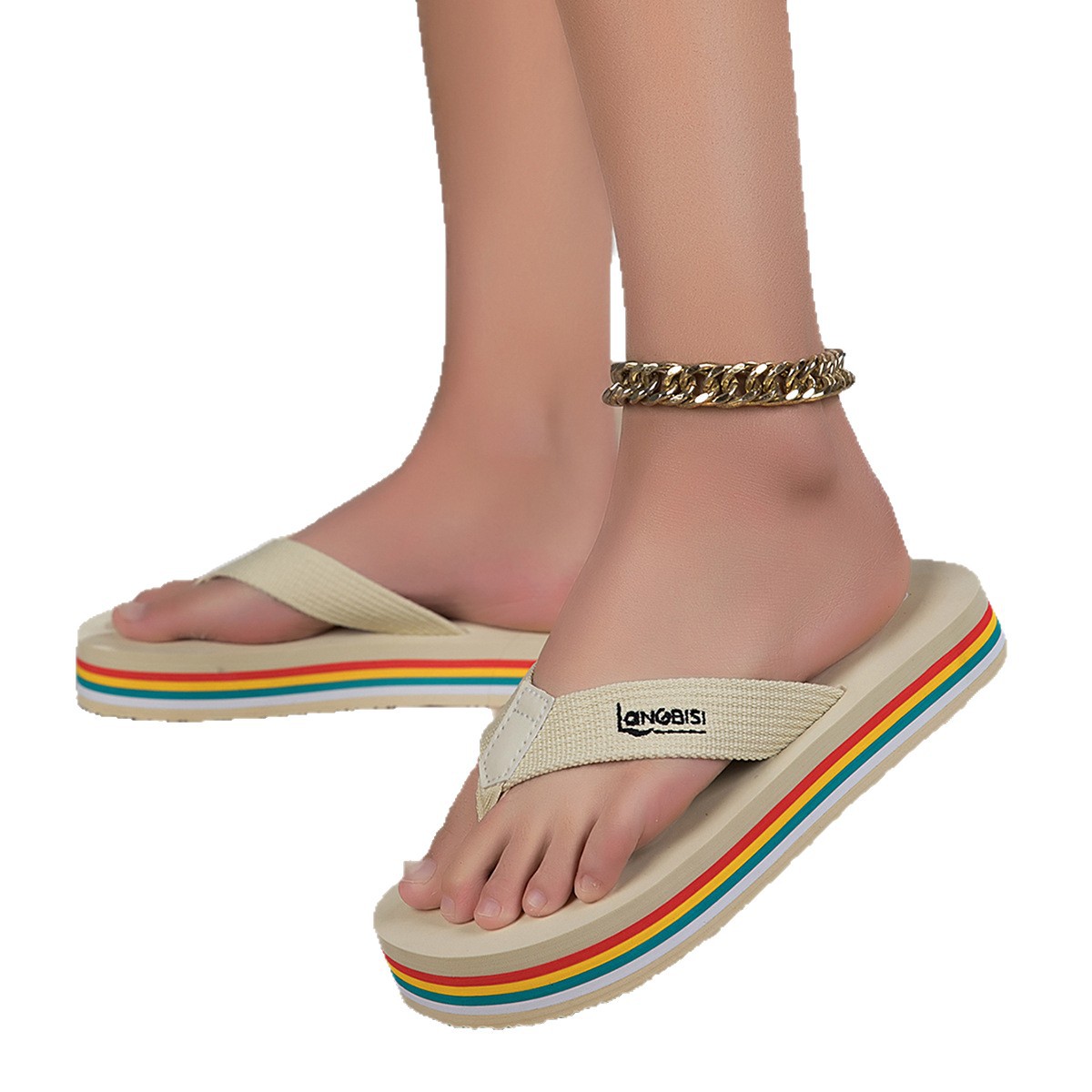 Zapatillas de mujer de soleas gruesas de verano para usar arena de playa, moda personalizada, zapatillas de calzado, zapatillas casuales, tamaño transfronterizo