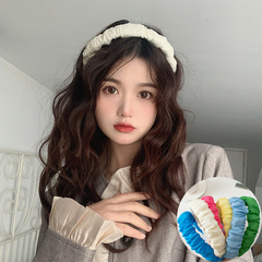 奶油糖果色褶皺發箍女韓國高級感頭箍 ins風網紅簡約洗臉發卡髮飾