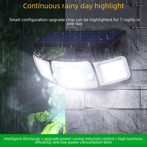 Yinglang Solar Sensor Wall Lamp with Tri-Side Illumination, Smart Outdoor Courtyard Household Entrance Super Bright Lighting Street Lamp