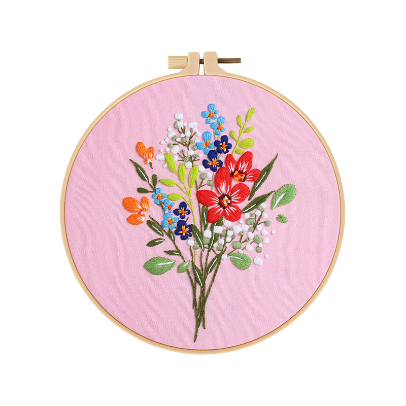 Nuevo producto ramo flor kit de bordado a mano paquete de material de bricolaje arte de tela para principiantes bordado Su bordado original inglés