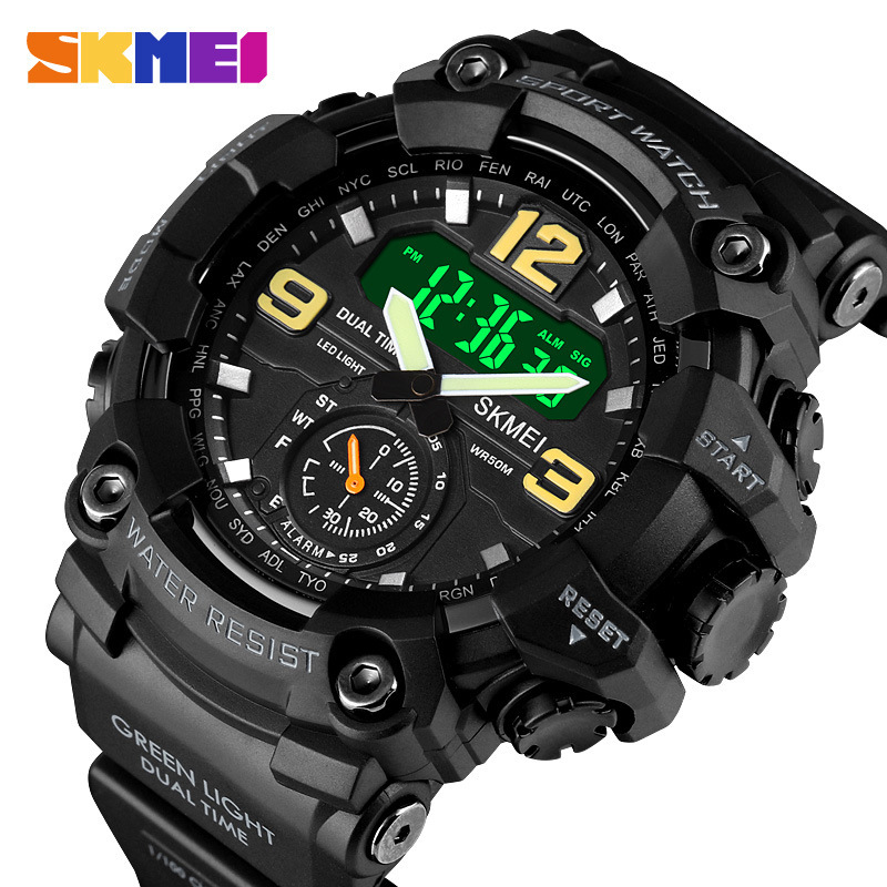 SKMEI reloj de deportes al aire libre para hombres geniales dial grande reloj electrónico impermeable multifuncional 1637