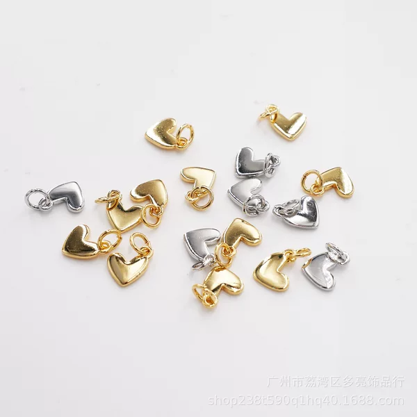 DIY jewelry accessories color retention 18K gold copper real gold plating love pendant bracelet necklace jewelry pendant